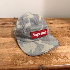 Supreme Gray Camp Cap Red Box Logo
